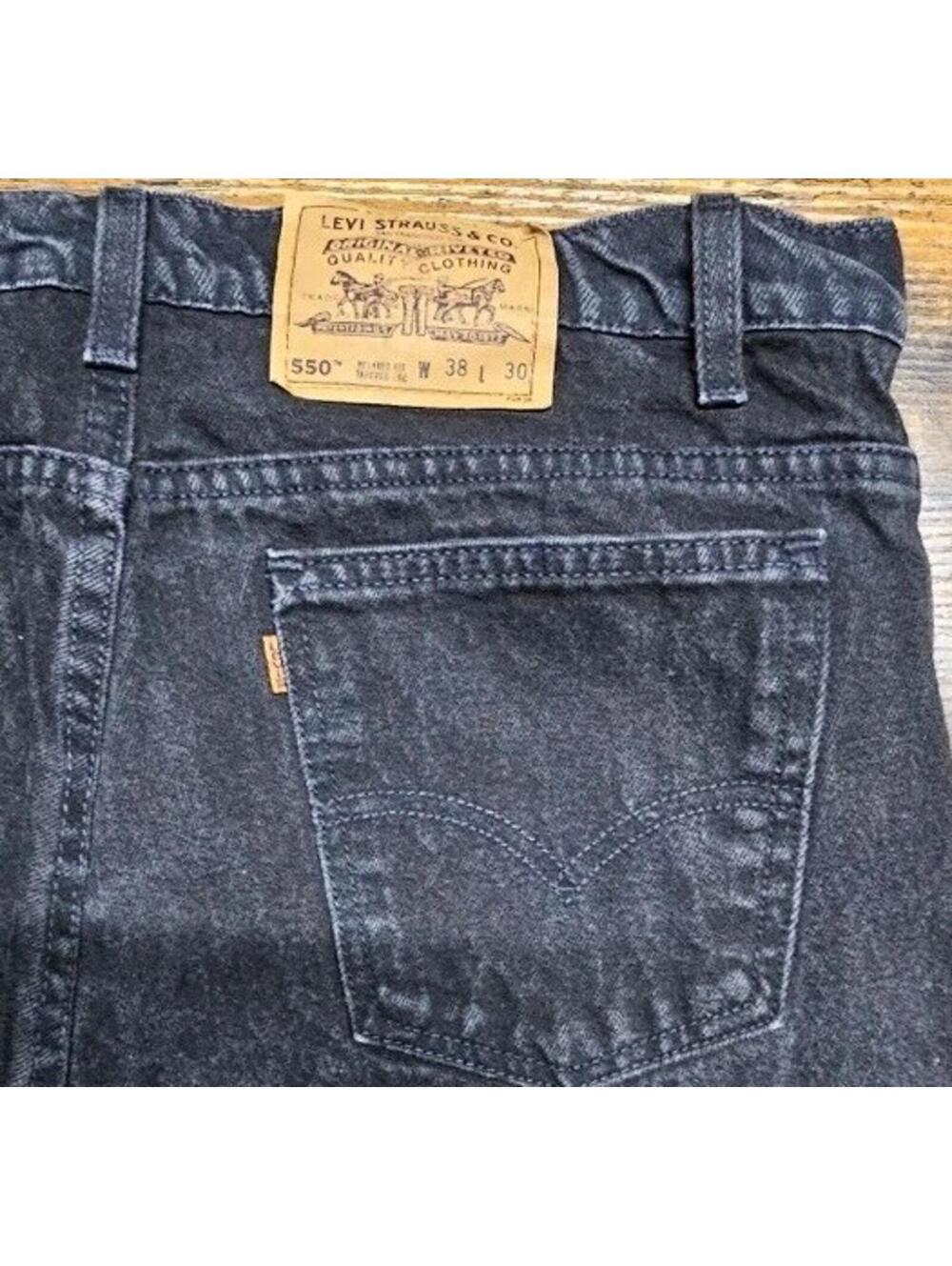 Vintage Levis 550 Relaxed Fit Tapered Leg 38x30 Black Jeans‎ Made in USA 90's - Picture 7 of 7